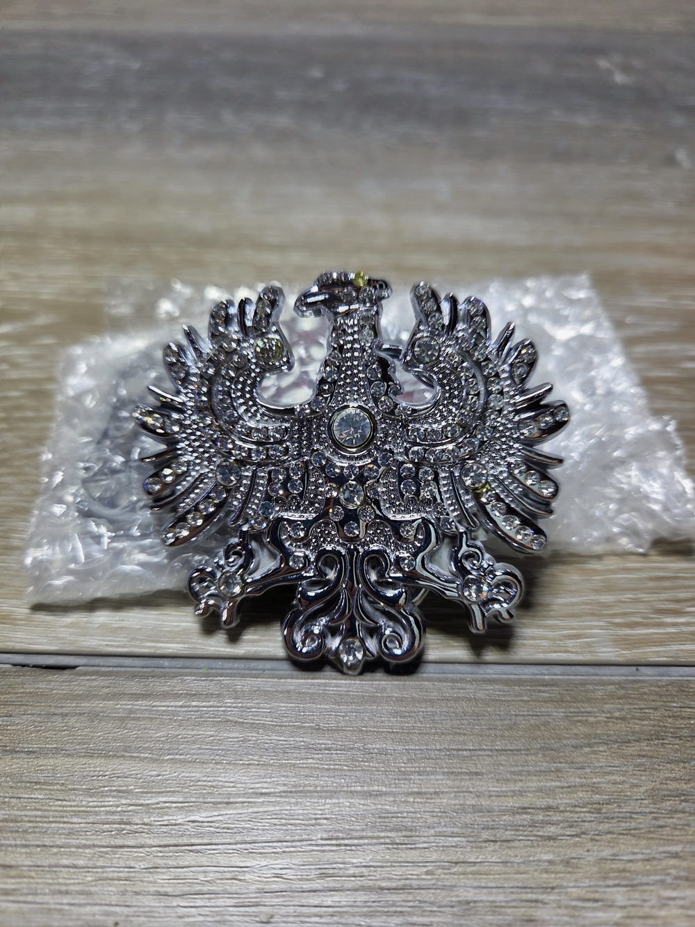 Silver Tone Rhinestone Phoenix Bird Brooch Pin Gothic Statement